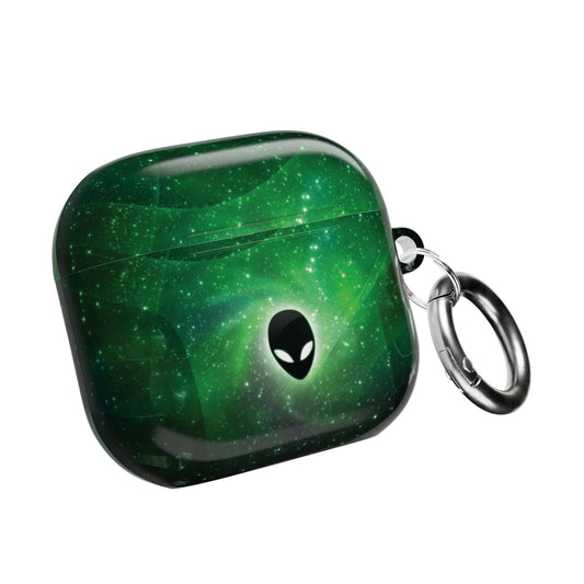 Alien Galaxy Emerald Nebula Hard AirPods Case with Carabiner Clip
