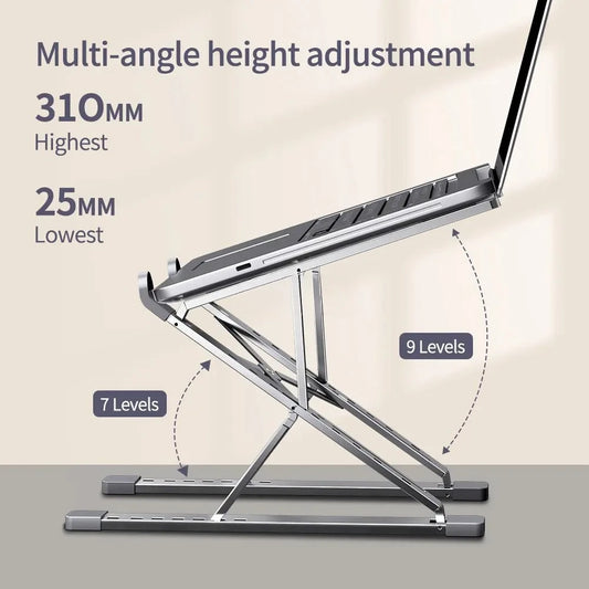 Adjustable Foldable Aluminum Laptop Stand with 15-Speed Height Adjustment