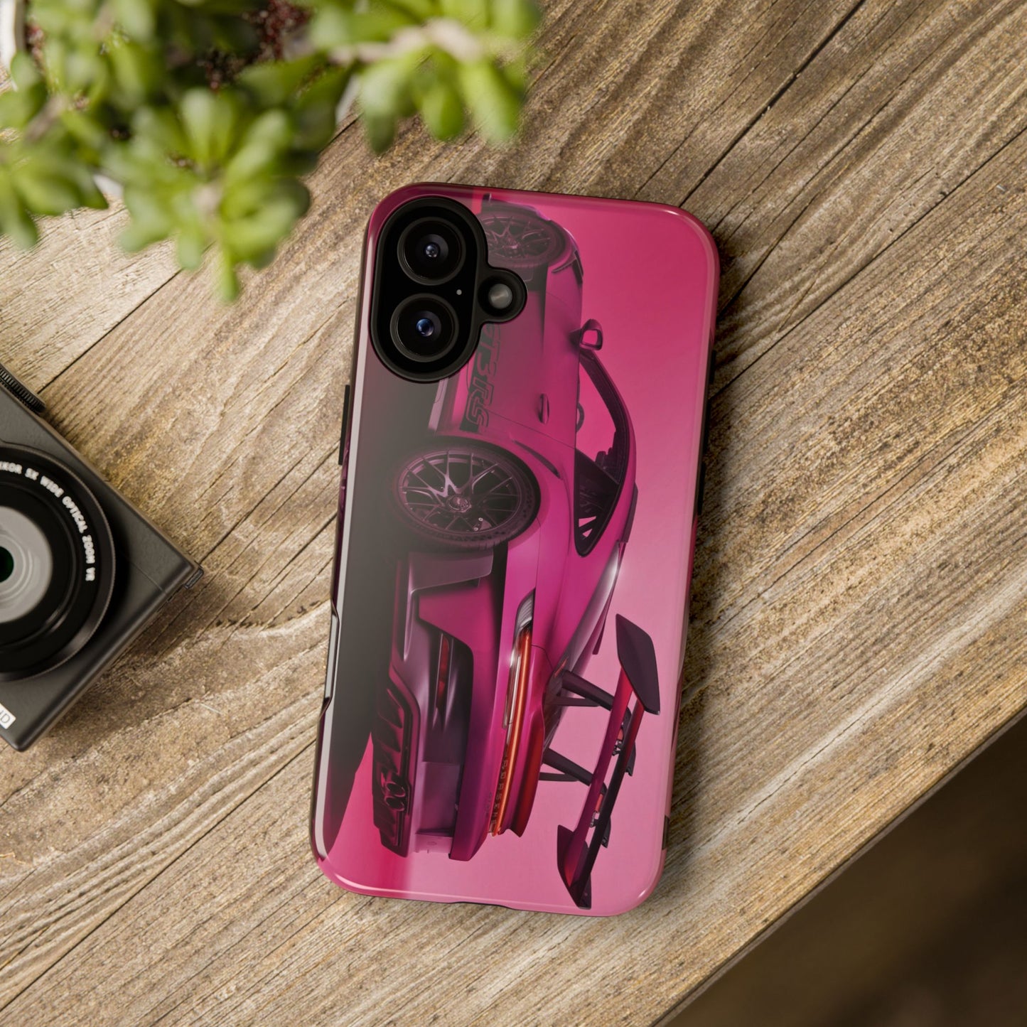 Vivid Pink Sports Car Tough Phone Case - Drop Proof Armor Cover