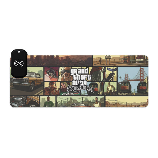 15W Wireless Charging RGB LED Gaming Mouse Pad - San Andreas Edition