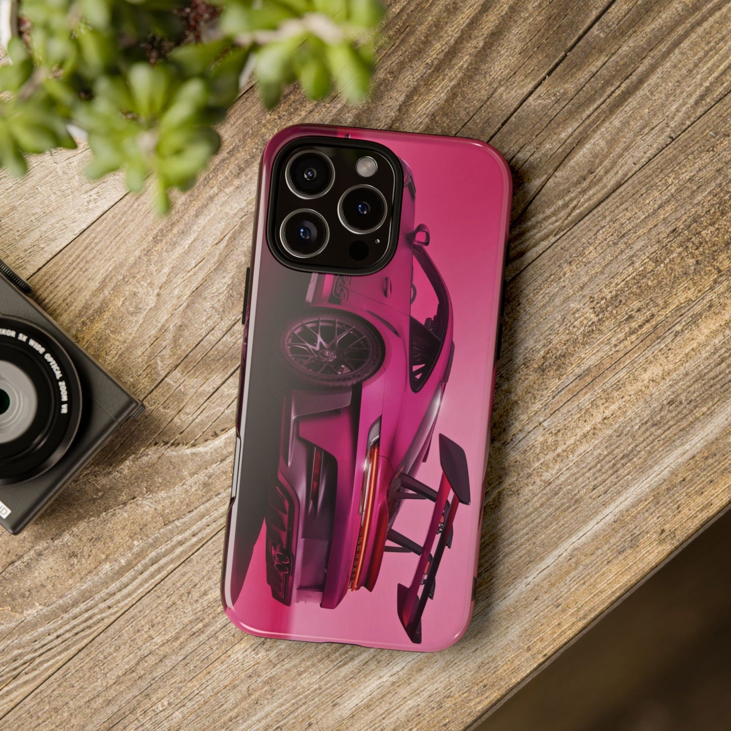 Vivid Pink Sports Car Tough Phone Case - Drop Proof Armor Cover