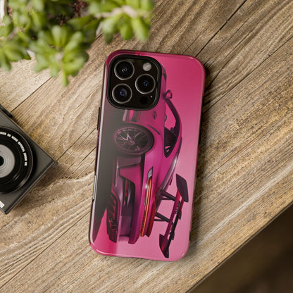 Vivid Pink Sports Car Tough Phone Case - Drop Proof Armor Cover