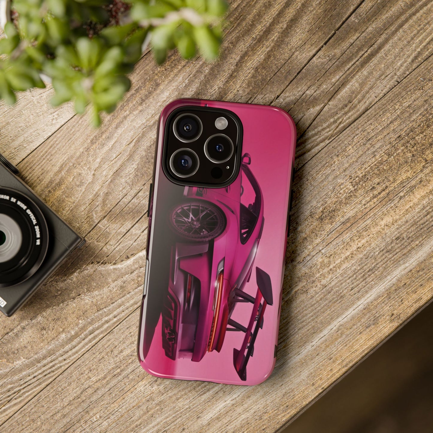 Vivid Pink Sports Car Tough Phone Case - Drop Proof Armor Cover