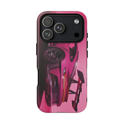 Vivid Pink Sports Car Tough Phone Case - Drop Proof Armor Cover