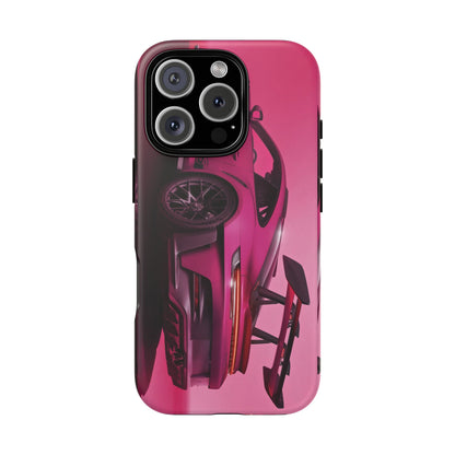 Vivid Pink Sports Car Tough Phone Case - Drop Proof Armor Cover