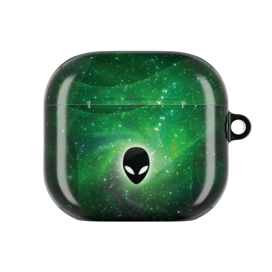 Alien Galaxy Emerald Nebula Hard AirPods Case with Carabiner Clip