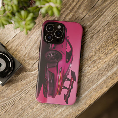 Vivid Pink Sports Car Tough Phone Case - Drop Proof Armor Cover