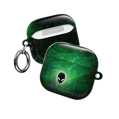 Alien Galaxy Emerald Nebula Hard AirPods Case with Carabiner Clip