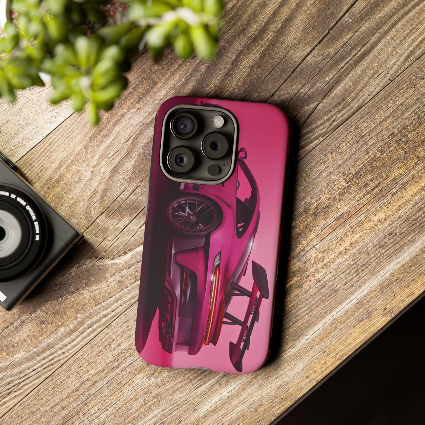 Vivid Pink Sports Car Tough Phone Case - Drop Proof Armor Cover