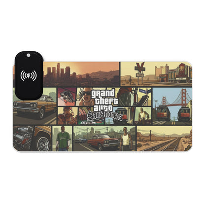 15W Wireless Charging RGB LED Gaming Mouse Pad - San Andreas Edition