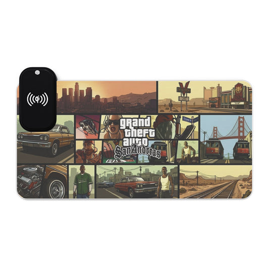 15W Wireless Charging RGB LED Gaming Mouse Pad - San Andreas Edition