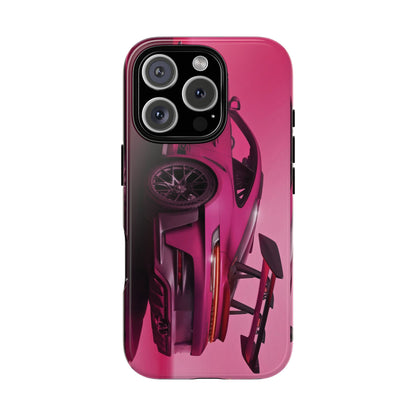 Vivid Pink Sports Car Tough Phone Case - Drop Proof Armor Cover