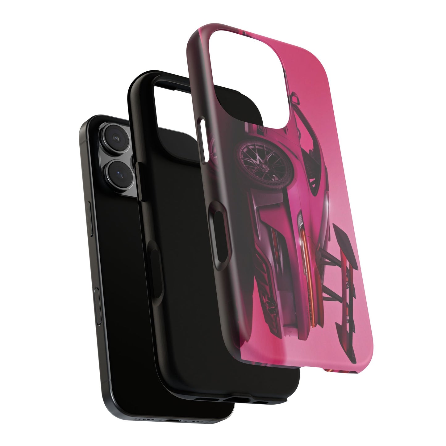 Vivid Pink Sports Car Tough Phone Case - Drop Proof Armor Cover