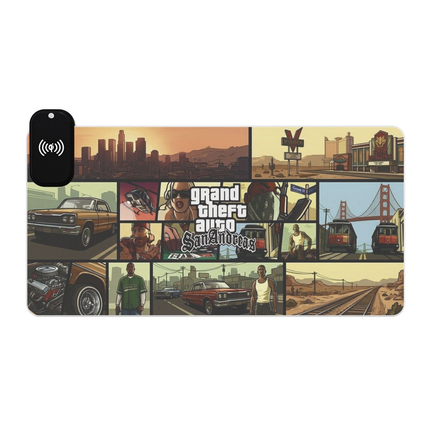 15W Wireless Charging RGB LED Gaming Mouse Pad - San Andreas Edition