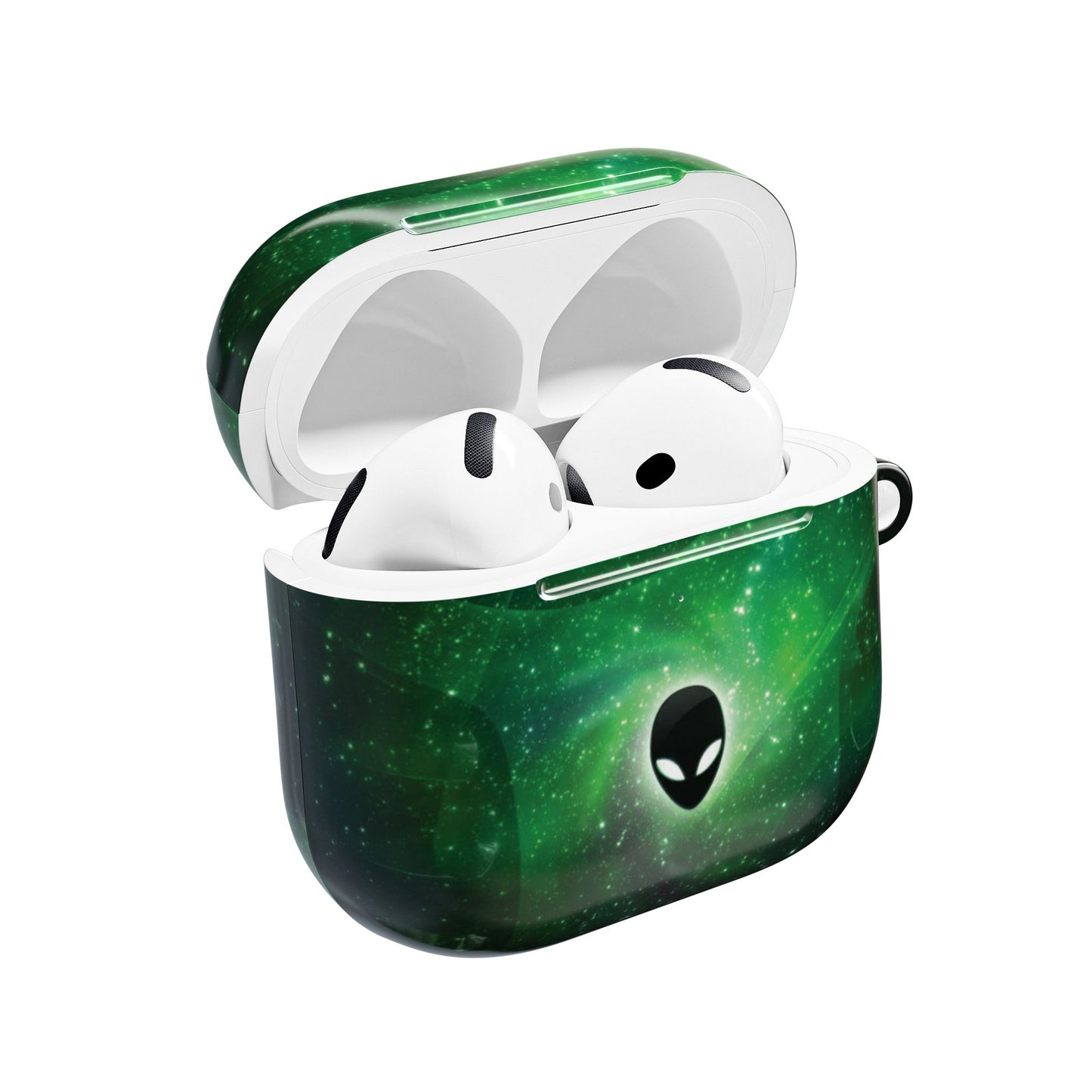 Alien Galaxy Emerald Nebula Hard AirPods Case with Carabiner Clip