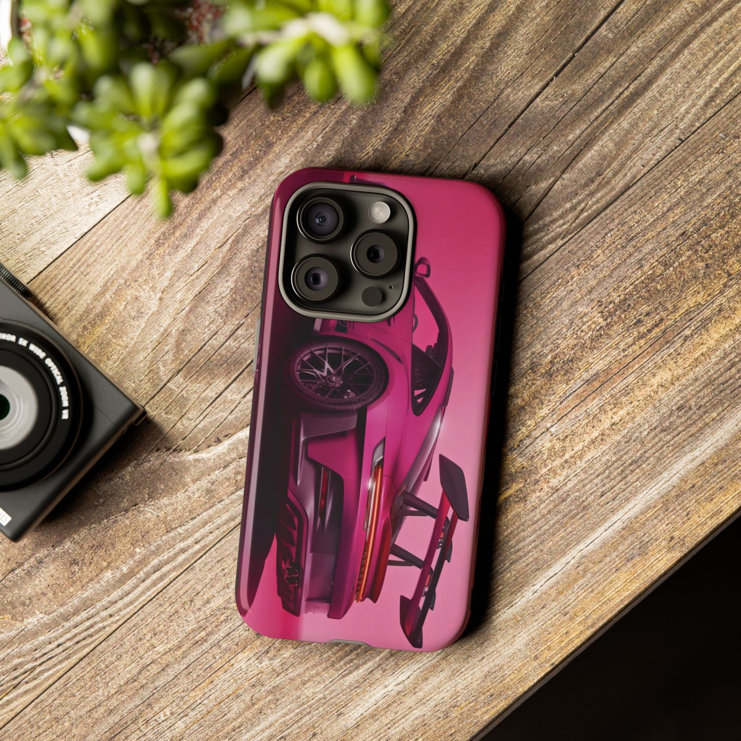 Vivid Pink Sports Car Tough Phone Case - Drop Proof Armor Cover