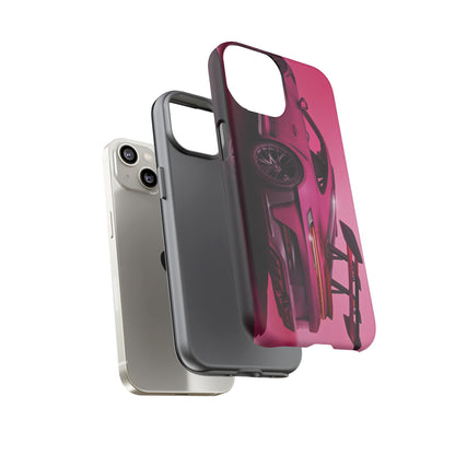 Vivid Pink Sports Car Tough Phone Case - Drop Proof Armor Cover