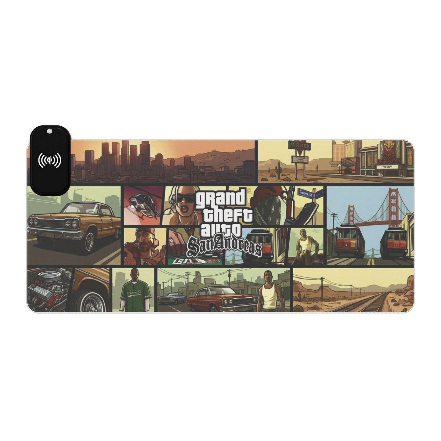 15W Wireless Charging RGB LED Gaming Mouse Pad - San Andreas Edition