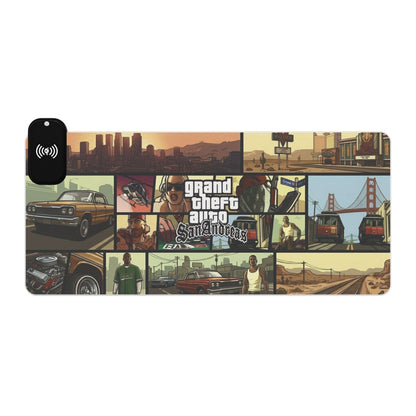 15W Wireless Charging RGB LED Gaming Mouse Pad - San Andreas Edition