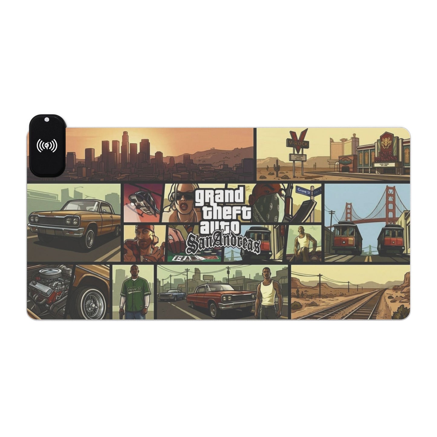15W Wireless Charging RGB LED Gaming Mouse Pad - San Andreas Edition