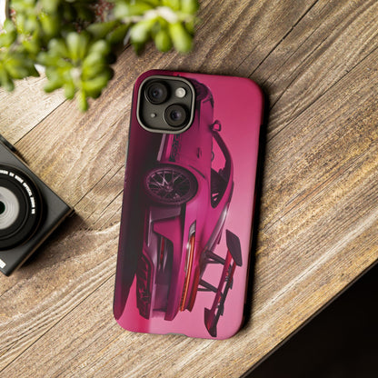 Vivid Pink Sports Car Tough Phone Case - Drop Proof Armor Cover