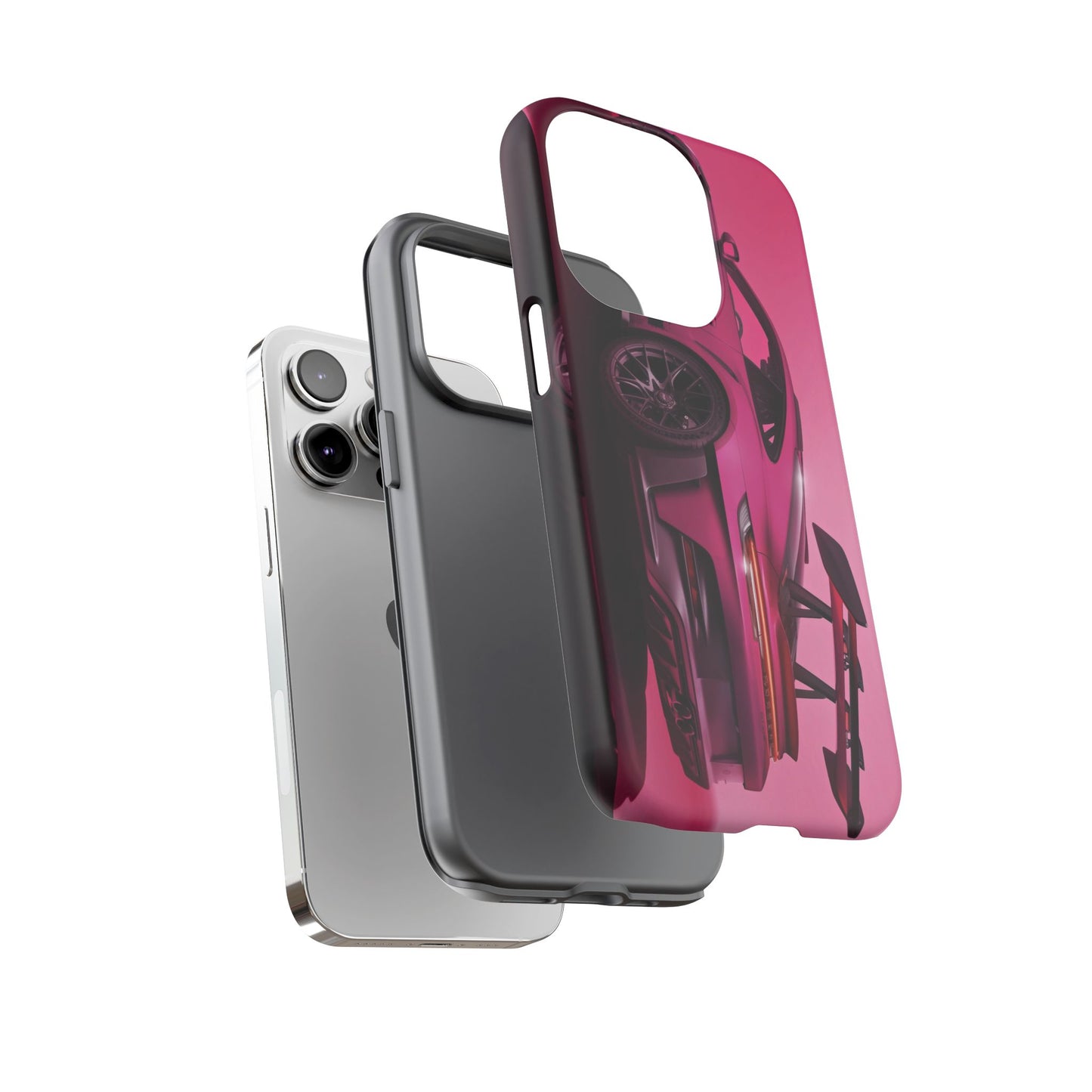 Vivid Pink Sports Car Tough Phone Case - Drop Proof Armor Cover