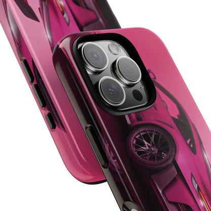 Vivid Pink Sports Car Tough Phone Case - Drop Proof Armor Cover