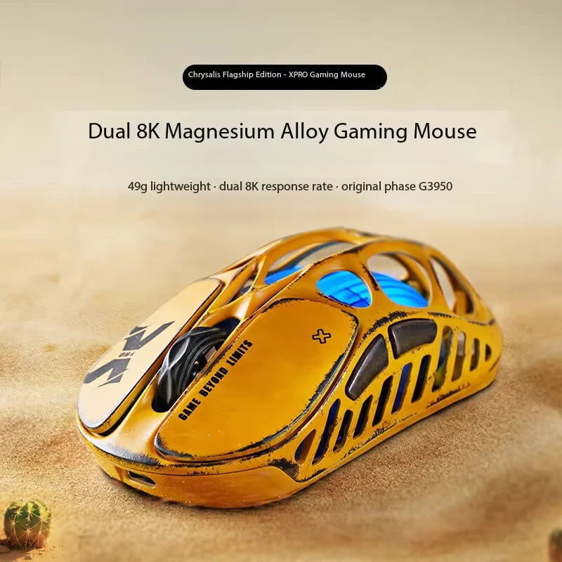 GravaStar X PRO Yellow 49g Magnesium Alloy Wireless 8K Gaming Mouse