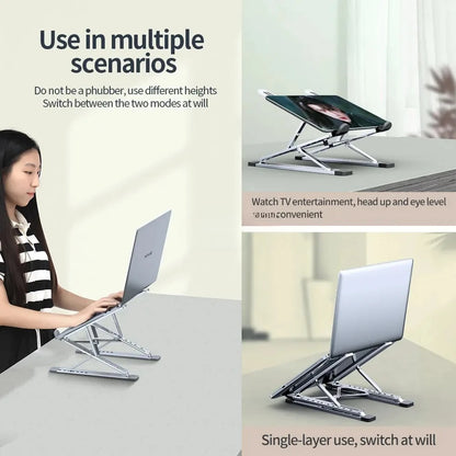 Adjustable Foldable Aluminum Laptop Stand with 15-Speed Height Adjustment
