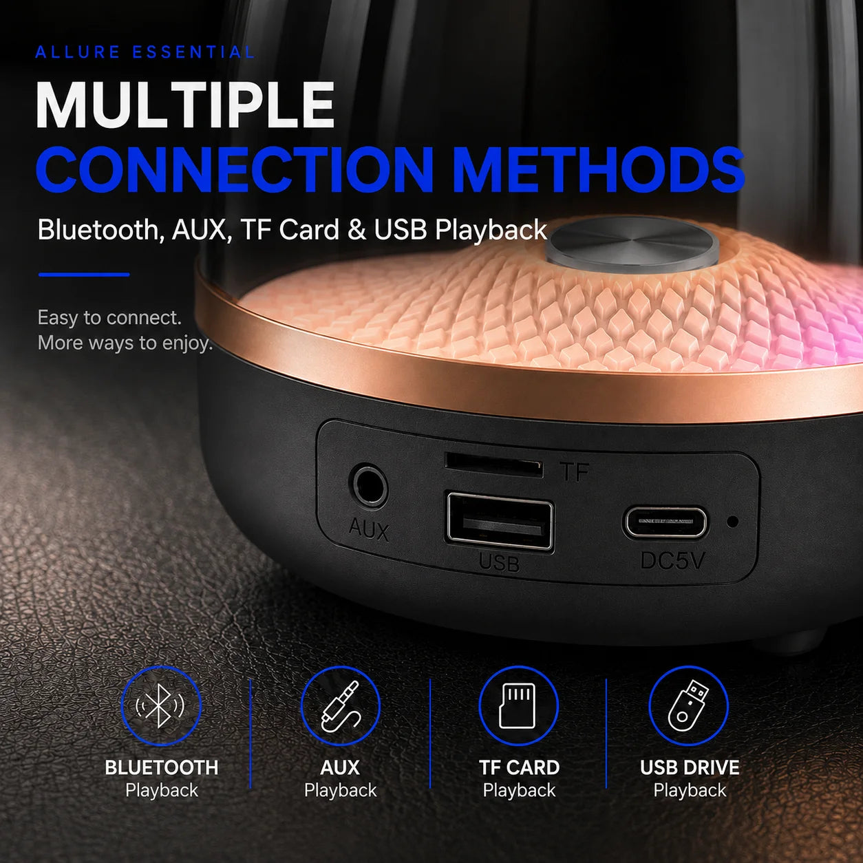 Wireless Desktop Soundbar Bluetooth 5.0 Speaker with RGB Breathing Lamp