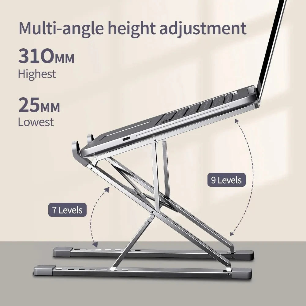 Adjustable Foldable Aluminum Laptop Stand with 15-Speed Height Adjustment