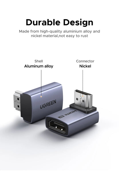 UGREEN Right Angle HDMI 2.1 Adapter Male to Female 8K@60Hz Connector