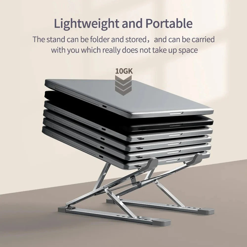 Adjustable Foldable Aluminum Laptop Stand with 15-Speed Height Adjustment