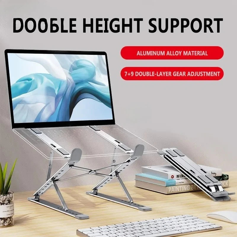 Adjustable Foldable Aluminum Laptop Stand with 15-Speed Height Adjustment