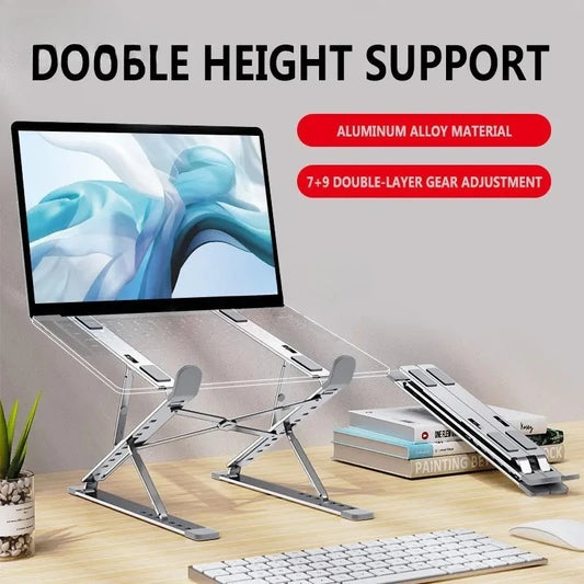 Adjustable Foldable Aluminum Laptop Stand with 15-Speed Height Adjustment