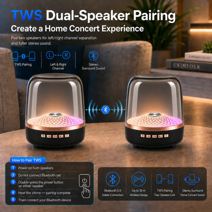 Wireless Desktop Soundbar Bluetooth 5.0 Speaker with RGB Breathing Lamp