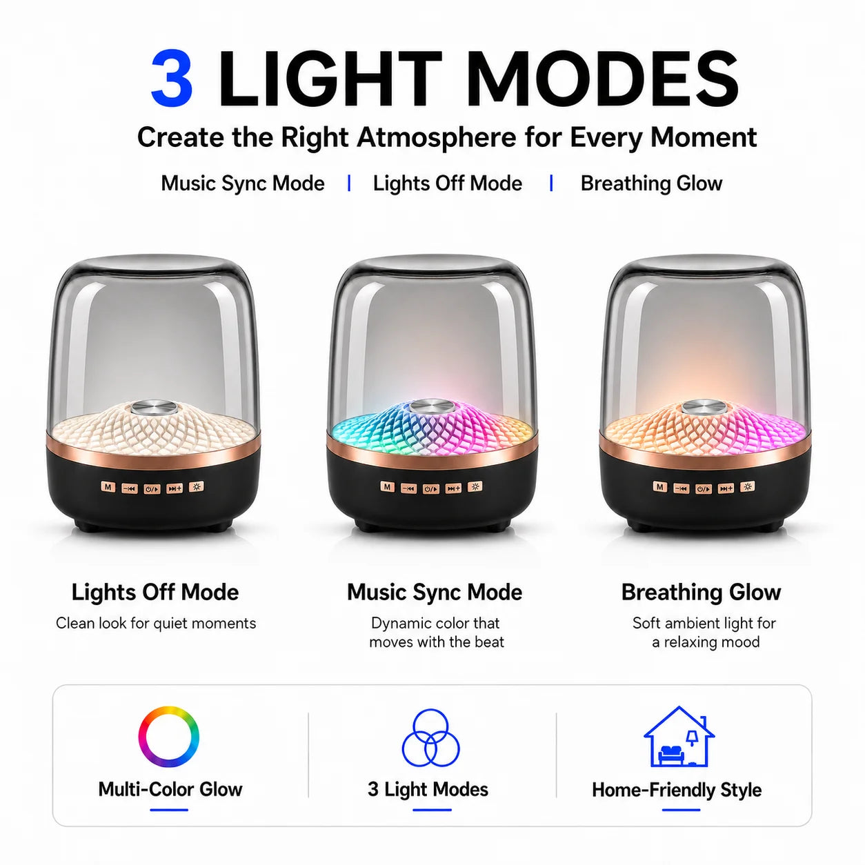 Wireless Desktop Soundbar Bluetooth 5.0 Speaker with RGB Breathing Lamp
